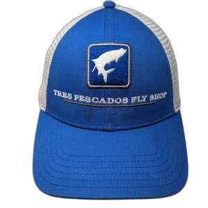 Simms Trucker Hat Blue White OSFM Tres Pescados Fly Shop Mesh Fishing Snapback